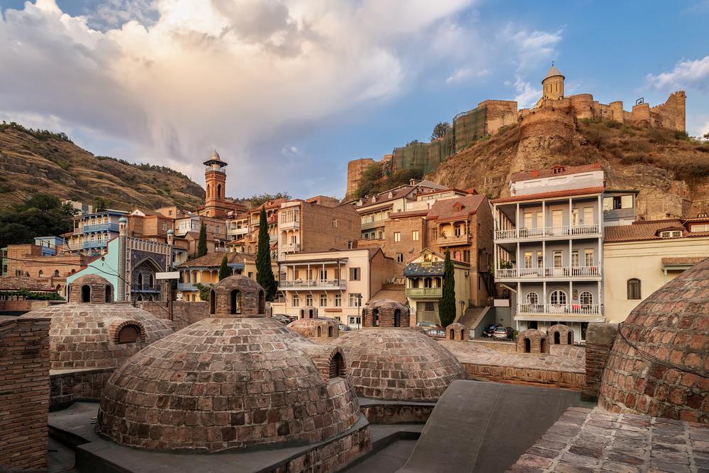 Sulfur,Baths,In,The,Abanotubani,District,Of,Tbilisi.,Georgian,Houses